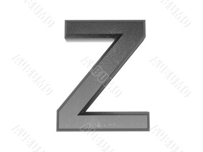 3d alphabet a in metal, on a white isolated background. 