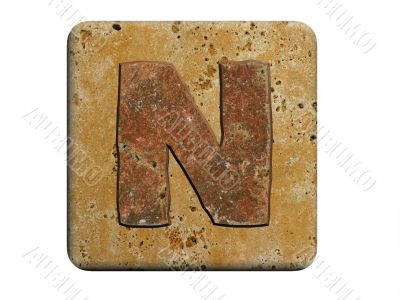 3d Letter a in stone, on a white isolated background. UPPERCASE 