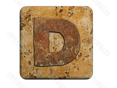 3d Letter a in stone, on a white isolated background. UPPERCASE 