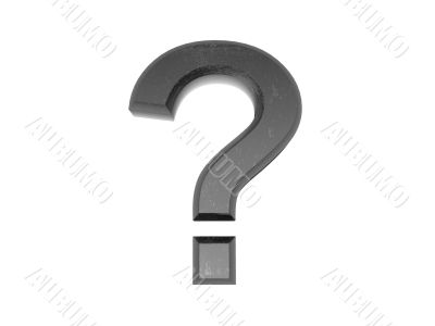3d Metal Question Mark , on a white isolated background. 