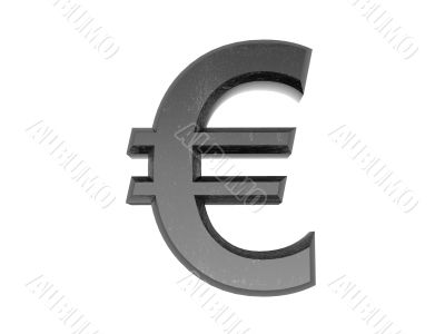 3d Symbol euro in metal on a white isolated background. 
