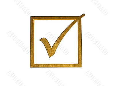 3d golden checkbox. 3d golden checkbox.