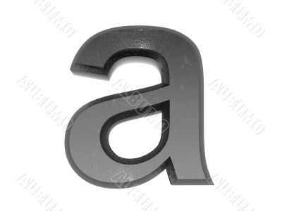 3d alphabet a in metal, on a white isolated background. 