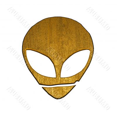 3d golden alien symbol