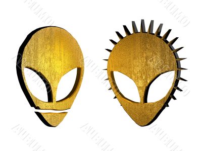 3d golden alien symbol