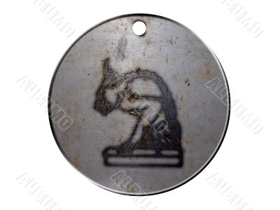 3d monster mythology, in metal medallion on a white isolated background. 3d monster mythology, in metal medallion on a white isolated background.