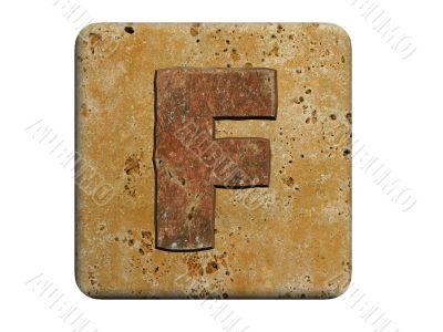 3d Letter a in stone, on a white isolated background. UPPERCASE 