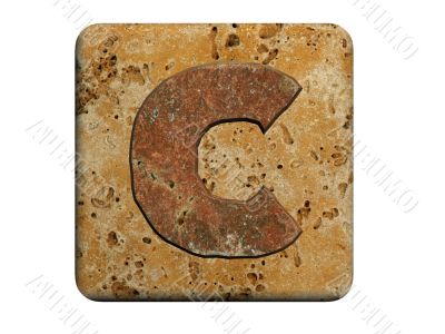3d Letter a in stone, on a white isolated background. UPPERCASE 