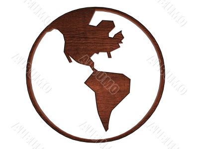 3D wooden globe symbol, america