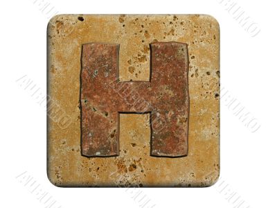 3d Letter a in stone, on a white isolated background. UPPERCASE 