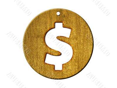 3d golden dollar sign