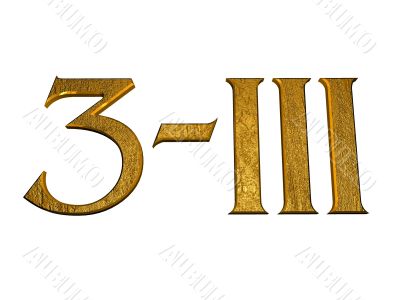 3d golden normal numbers and with Roman numeral 