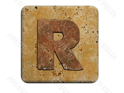 3d Letter a in stone, on a white isolated background. UPPERCASE 