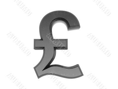 3d Symbol  pound in metal on a white isolated background. 
