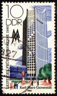 Karl Marx University on post stamp