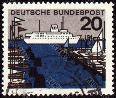 Harbor on German post stamp Harbor on German post stamp