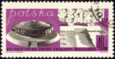 German nazi concentration camp Majdanek on post stamp