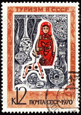 Russian souvenirs on post stamp