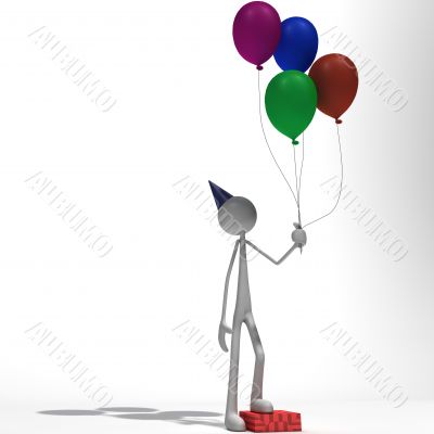 figure with balloons - birthday