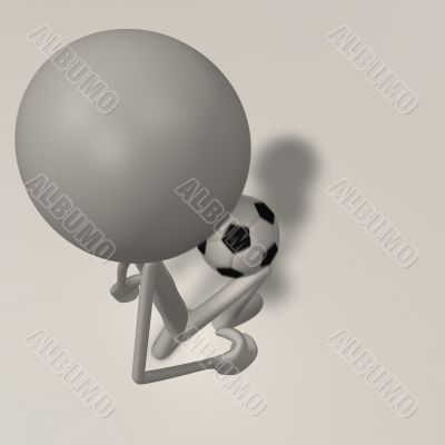 a figure is juggling a football - top view