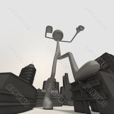 Stickman - City - low-angle shot Stickman - City - low-angle shot