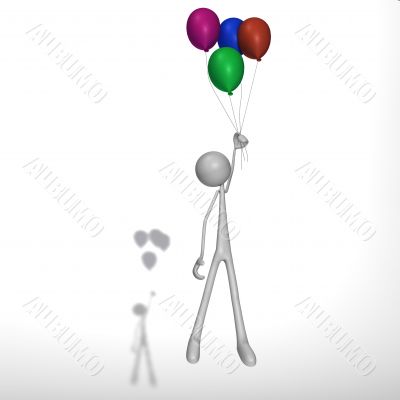 figure flies with balloons