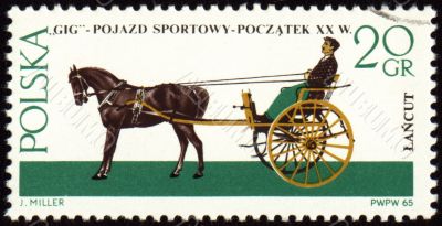 Gig - old carriage on post stamp