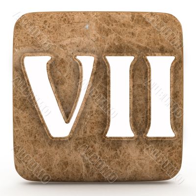 Marble roman numeral, on a white isolated background.