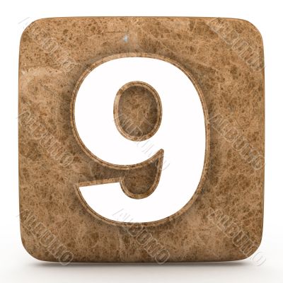 Marble number , on a white isolated background.