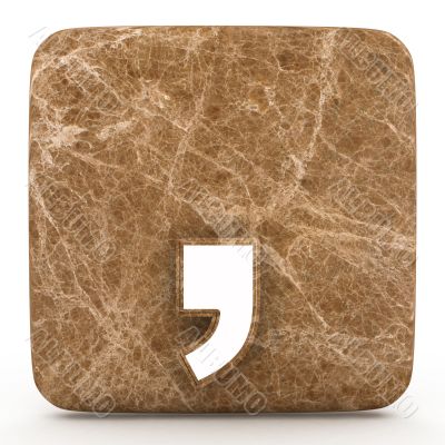 Marble comma on a white isolated background. 