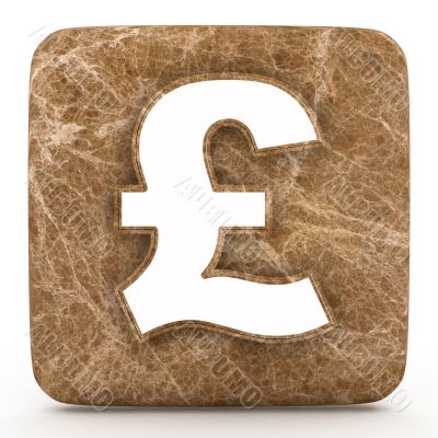 Marble pound mark on a white isolated background. 