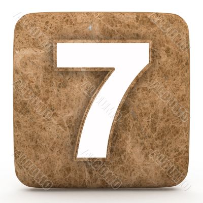 Marble number , on a white isolated background. 