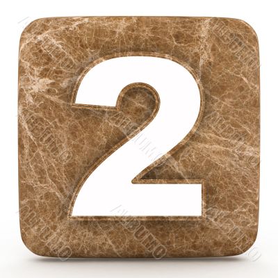 Marble number , on a white isolated background. 
