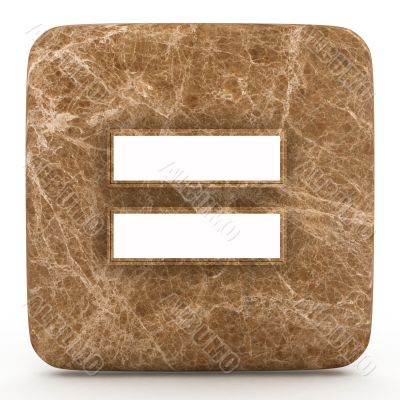 Marble equal sign, on a white isolated background.