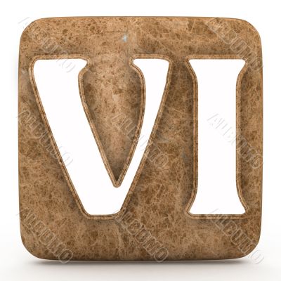 Marble roman numeral, on a white isolated background. 
