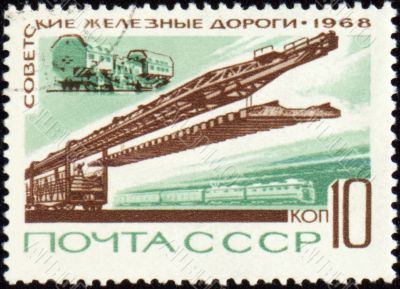 Rail road construction on post stamp