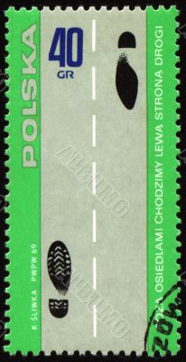 Rules of the road on post stamp