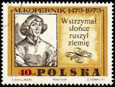 Nicolaus Copernicus, great polish astronomer on post stamp