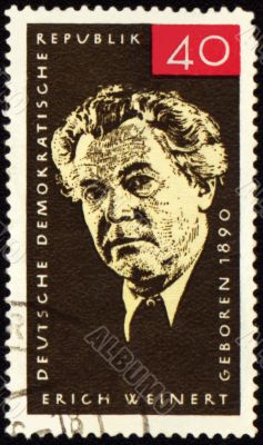 German poet Erich Weinert on post stamp