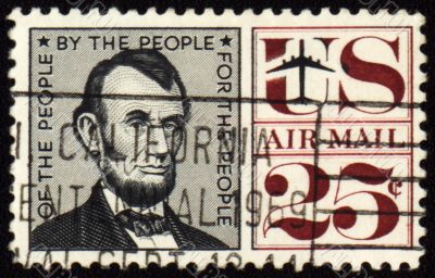 USA president Abraham Lincoln on postage stamp