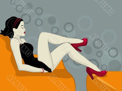 girl in black vector illustration