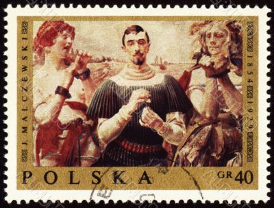 Canvas of Polish artist Jacek Malczewski (1854-1929) on post stamp