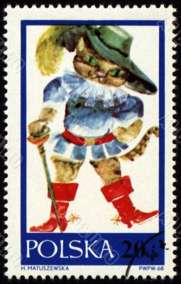 Drawing Puss in Boots on post stamp