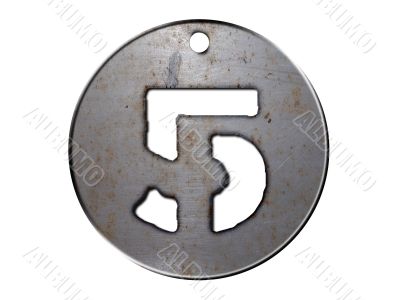3d metal disc five  number