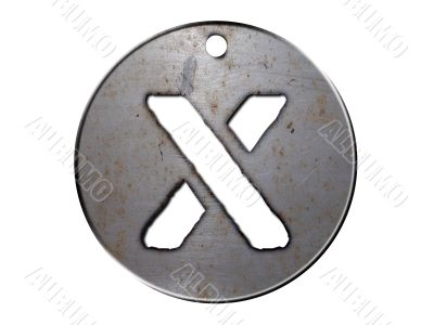 one letter of metallic disc alphabet one letter of metallic disc alphabet