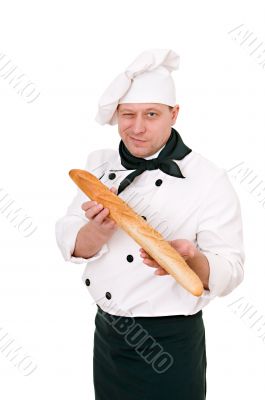 chef with baguette