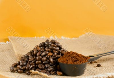Heap of the roasted coffee beans