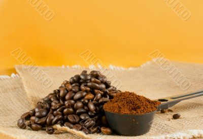 Heap of the roasted coffee beans Heap of the roasted coffee beans
