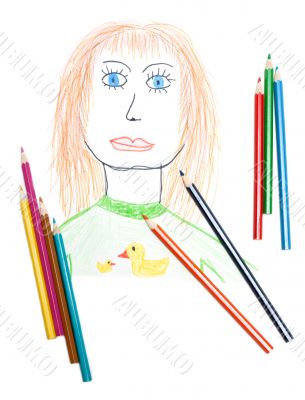 Portrait of the woman, pencil