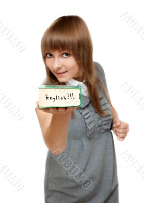 Young girl with dictionary english